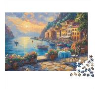 Puzzle Sunset at The Harbor A 1000 Pezzi Per Adulti Gioco Diabilità Impossibile Puzzle Seaside Town Pittura Gioco Intellettivo Familiare Regali Di Festa 1000pcs (75x50cm)