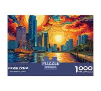 Puzzle Sunset over The Harbour, 1000 Pezzi, Divertenti Beautiful City Artistici, Puzzle Colorati Fai Da Te Per Regali Di Decorazione Domestica, Puzzle Per La Famiglia, 38x26cm/1000pcs