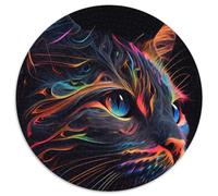 Puzzle surreale astratto a forma di gatto per adulti, puzzle da 1000 pezzi impegnativi, divertente per tutta la famiglia, perfetto per compleanni e feste (67,5x67,5cm)
