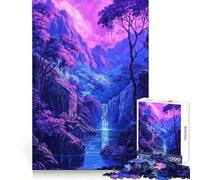 Puzzle surreale "Cascata viola" da 1000 pezzi per adulti, gioco di logica e intrattenimento rilassante, opera d'arte di alta qualità 38x52cm