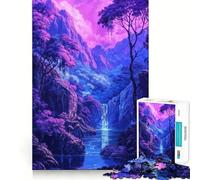 Puzzle surreale "Cascata viola" da 1000 pezzi per adulti, gioco di logica e intrattenimento rilassante, opera d'arte di alta qualità 38x52cm