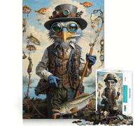Puzzle surreale con airone blu che pesca, 1000 pezzi, per adulti, gioco di logica e intrattenimento, pezzo d'arte di alta qualità 38x26cm