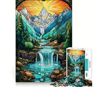 Puzzle surreale con cascata al tramonto, 1000 pezzi, per adulti, sfida per la mente, momento di pace, opera d'arte da collezione 38x26cm