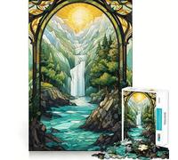 Puzzle surreale con cascata al tramonto per adolescenti, 1000 pezzi, stimola la memoria, ideale per il tempo libero, con bordi puliti e un regalo delizioso 38x52cm