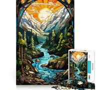 Puzzle surreale con cascata al tramonto per adulti, 1000 pezzi, gioco intelligente per rafforzare i legami familiari, taglio preciso, regalo stagionale 38x26cm