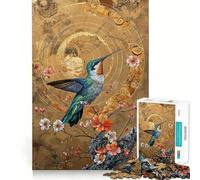 Puzzle surreale con colibrì da 1000 pezzi per ragazzi, gioco di logica stimolante per il relax, bordi chiari, sorpresa di compleanno 38x52cm