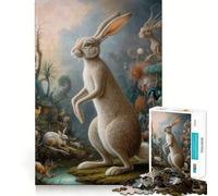 Puzzle surreale con coniglio safari da 1000 pezzi per adulti, gioco di logica e relax, taglio preciso, regalo prezioso 38x26cm