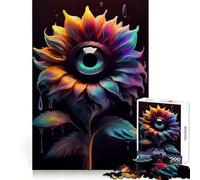Puzzle surreale con girasole e occhio, 1000 pezzi, per adulti, gioco di logica, antistress, bordi trasparenti, regalo per le festività 38x52cm