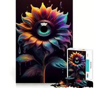 Puzzle surreale con girasole e occhio per adolescenti, 1000 pezzi, stimola la memoria, divertente e rilassante, con bordi precisi, regalo artistico 38x26cm