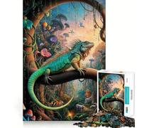 Puzzle surreale con iguana in stile safari, 1000 pezzi, per adulti, con memoria, sollevamento lento, goditi l'assemblaggio dell'immagine, regalo creativo 38x52cm
