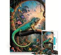 Puzzle surreale con iguana in stile safari, 1000 pezzi, per adulti, gioco di logica e abilità, calma e relax, taglio preciso, regalo affettuoso 38x26cm