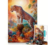 Puzzle surreale con leopardo in stile safari, 1000 pezzi, per ragazzi Gioco di logica, momento di relax, design di qualità, regalo perfetto 50x75cm