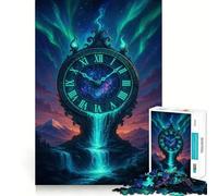 Puzzle surreale con orologio e cascata, 1000 pezzi per adulti, gioco di logica e intrattenimento rilassante, opera d'arte di alta qualità 38x52cm
