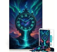 Puzzle surreale con orologio e cascata, paesaggio, 1000 pezzi, gioco di logica, divertimento rilassante, bordi lisci, regalo di compleanno 50x75cm