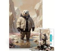 Puzzle surreale con orso polare e natura per adulti, 1000 pezzi Stimola la memoria, rilassante e divertente Taglio di alta qualità Regalo premuroso 50x75cm