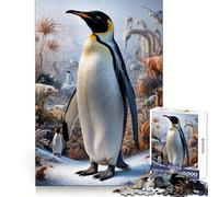 Puzzle surreale con pinguini in stile safari, 1000 pezzi, per adulti, gioco di logica e relax, taglio preciso, regalo prezioso 38x52cm
