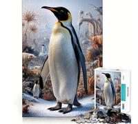 Puzzle surreale con pinguini in stile safari, 1000 pezzi, per adulti, gioco di logica e relax, taglio preciso, regalo prezioso 38x52cm