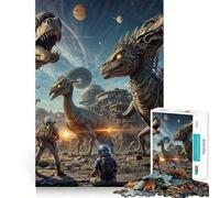Puzzle surreale con sauri in stile safari per adolescenti, 1000 pezzi, gioco cognitivo, hobby tranquillo, bordo premium, regalo di Natale 50x75cm