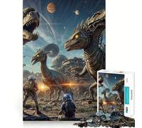 Puzzle surreale con sauri in stile safari per ragazzi, 1000 pezzi, stimola la memoria, gioco lento, bordi puliti, regalo di Natale 38x52cm