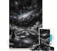 Puzzle surreale con scacchiera e galassia, 1000 pezzi, per ragazzi, gioco intelligente, rilassante, con schema di assemblaggio, lista dei desideri di Babbo Natale 50x75cm