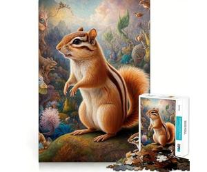 Puzzle surreale con scoiattoli in stile safari, 1000 pezzi, per adolescenti Gioco di logica, momento di relax, bordo di qualità, regalo perfetto 38x52cm