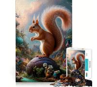 Puzzle surreale con scoiattoli in stile safari, 1000 pezzi, per ragazzi, gioco di logica, attività per la casa, bordi trasparenti, regalo prezioso 50x75cm