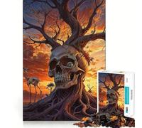 Puzzle surreale con teschio e albero al tramonto per adolescenti, 1000 pezzi, puro gioco di logica, tranquillo, calmo, pulito, decorazione da parete 50x75cm
