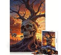 Puzzle surreale con teschio e albero al tramonto per adolescenti, 1000 pezzi, puro gioco di logica, tranquillo, calmo, pulito, decorazione da parete 50x75cm
