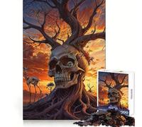 Puzzle surreale con teschio e albero al tramonto per adolescenti, 1000 pezzi, stimola la memoria, divertente e rilassante, con bordi precisi, regalo artistico 38x52cm