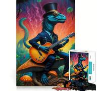 Puzzle surreale da 1000 pezzi con dinosauri e chitarra, ideale per adolescenti, per migliorare la memoria, favorire il relax e creare un'atmosfera magica Decorazione da parete 50x75cm