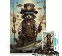 Puzzle surreale da 1000 pezzi con procione che pesca, ideale per adolescenti, gioco di logica e abilità, antistress, con tagli precisi e un regalo perfetto 38x52cm