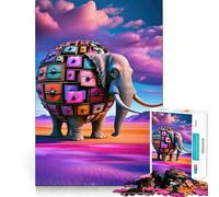 Puzzle surreale da parete con elefante per adolescenti, 1000 pezzi, attività per stimolare la memoria, da assemblare a casa, regalo perfetto 50x75cm