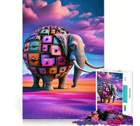 Puzzle surreale da parete con elefante per adolescenti, 1000 pezzi, per stimolare la memoria e il tempo libero, con bordi puliti, un regalo delizioso 38x52cm