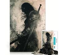 Puzzle surreale dell'eroe guerriero nero per adulti, 1000 pezzi, gioco stimolante per la mente, divertimento tranquillo, taglio preciso, decorazione da parete 38x26cm