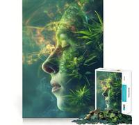 Puzzle surreale di cannabis per meditazione e contemplazione onirica, 1000 pezzi per adolescenti Gioco di pensiero, momento di pace, bordo di qualità, regalo perfetto 38x26cm