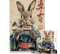 Puzzle "Sushi Rabbit in Kimono" per ragazzi, 1000 pezzi, stimola la memoria, favorisce il gioco lento e piacevole, bordi puliti, idea regalo di Natale 38x26cm