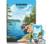 Puzzle Svezia Europa 1000 pezzi per adulti, difficile da completare ma divertente e umoristico, unico arredamento per la casa e regalo 75x50cm