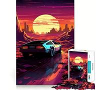 Puzzle Synthwave "Auto in movimento" da 1000 pezzi per adolescenti, gioco di sfida mentale, passatempo rilassante, taglio preciso, regalo adorabile 38x52cm