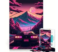 Puzzle Synthwave "Auto in movimento" da 1000 pezzi per adulti, gioco di logica e intrattenimento rilassante, pezzo di alta qualità 38x52cm
