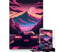 Puzzle Synthwave "Auto in movimento" da 1000 pezzi per adulti, gioco di logica e intrattenimento rilassante, pezzo di alta qualità 38x52cm