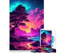 Puzzle Synthwave Beach Sunset da 1000 pezzi per adolescenti, gioco di logica, momento di relax, bordo di qualità, regalo perfetto 38x52cm