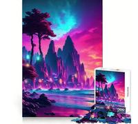 Puzzle Synthwave Beach Sunset da 1000 pezzi per adulti, gioco di logica stimolante, antistress, bordi trasparenti, regalo per festival 50x75cm
