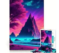 Puzzle Synthwave Beach Sunset per adulti, 1000 pezzi, gioco stimolante per la mente, divertente e rilassante, con tagli precisi, decorazione da parete 50x75cm