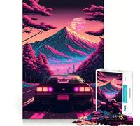 Puzzle Synthwave con auto in movimento per adolescenti, 1000 pezzi, gioco cognitivo, hobby tranquillo, bordo premium, regalo di Natale 50x75cm
