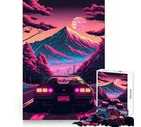 Puzzle Synthwave con auto in movimento per adolescenti, 1000 pezzi, stimola la memoria, goditi il gioco lento, bordi puliti, regalo di Natale 38x26cm