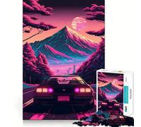 Puzzle Synthwave con auto in movimento per adolescenti, 1000 pezzi, stimola la memoria, goditi il gioco lento, bordi puliti, regalo di Natale 38x26cm