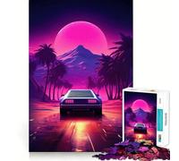 Puzzle Synthwave con auto per adolescenti, 1000 pezzi per allenare la mente, semplice e divertente da assemblare, regalo prezioso 38x52cm