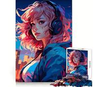 Puzzle Synthwave Cyber Anime Girl per adolescenti, 1000 pezzi, gioco per allenare la mente, semplice e divertente da assemblare, regalo prezioso 50x75cm