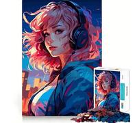 Puzzle Synthwave Cyber Anime Girl per adolescenti, 1000 pezzi, gioco per allenare la mente, semplice e divertente da assemblare, regalo prezioso 50x75cm