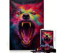 Puzzle Synthwave Lupo per Adolescenti, 1000 pezzi per allenare la mente, semplice e divertente da assemblare, regalo prezioso 38x52cm
